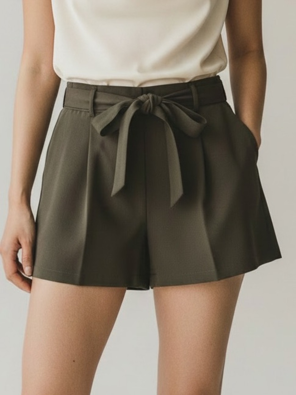 Express High Waist Belted Shorts